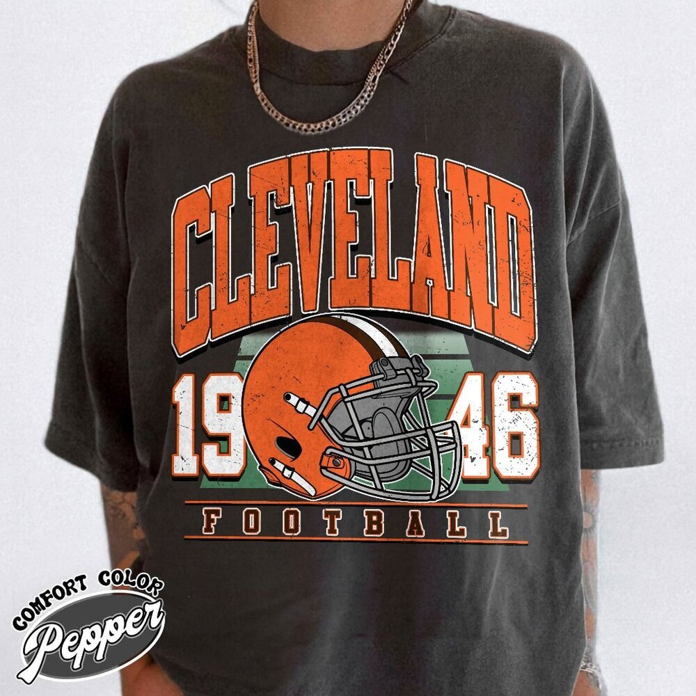Cleveland Football Retro Look Comfort Colors T-Shirt 91